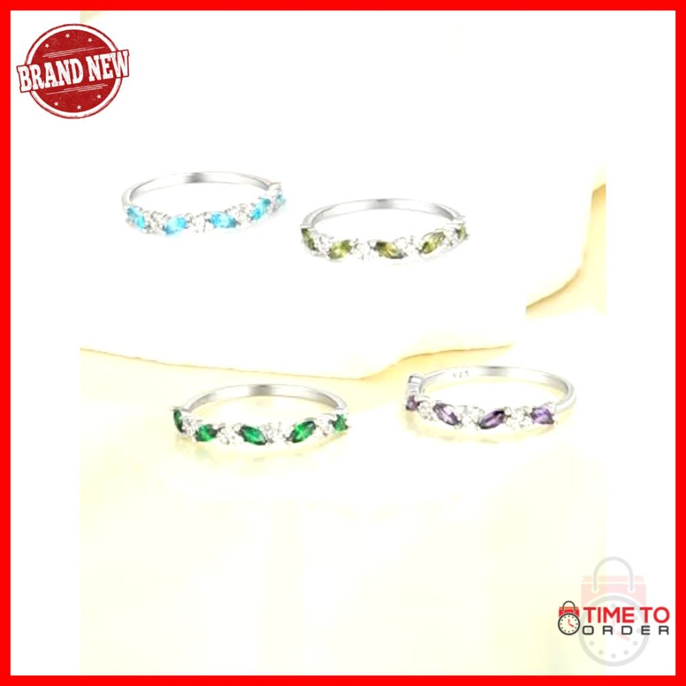 Sterling Silver Stackable Birthstone Ring, Size 7… - image 4